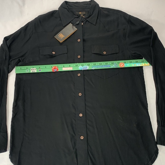 Frye Lightweight Button Up Western Rodeo Sheer Women’s Black Long Sleeve Medium - Picture 7 of 13